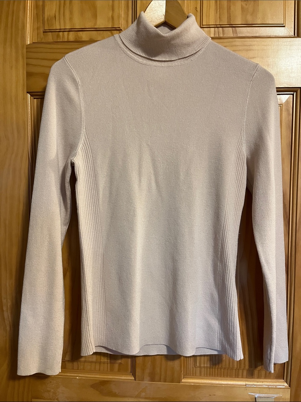 Chico's Cream Ribbed Turtleneck Long Sleeve Top 0